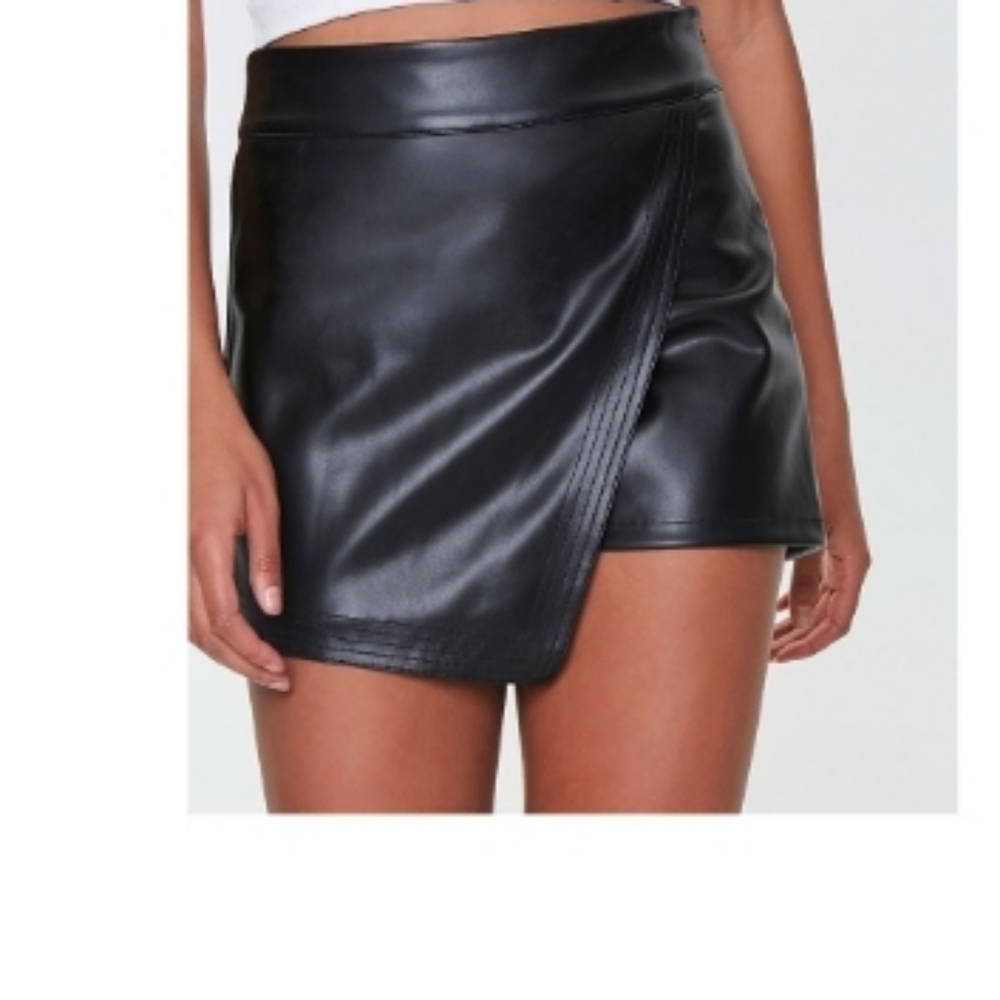 Forever 21 Faux Leather Crossover Skirt